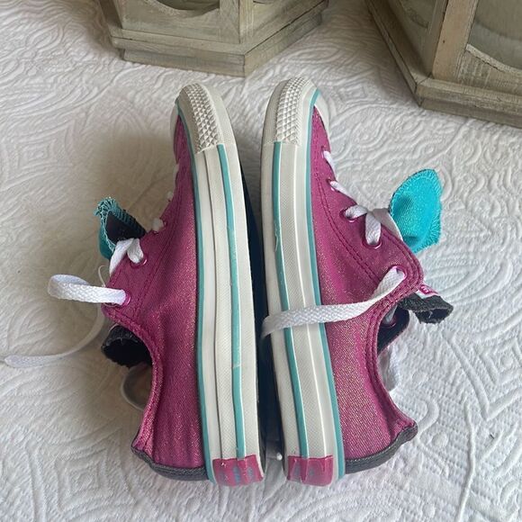 Converse Double Tongue Youth Sz 3 Pink Blue Glitter 656035F Unicorn Mermaid Low - Picture 10 of 11